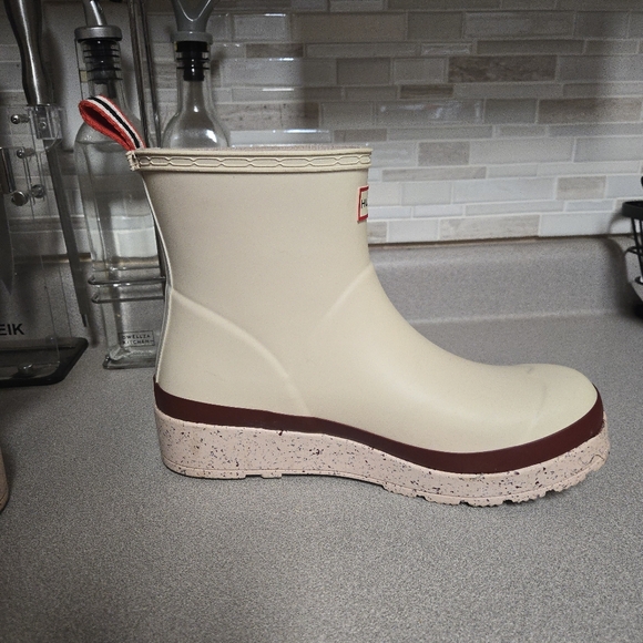 Hunter Original Short Speckle Rain Play Boots Beige/Red - Picture 6 of 13